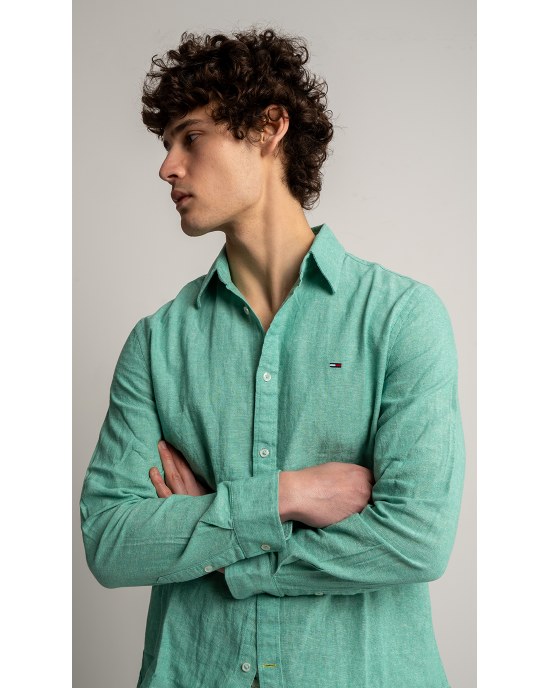 Πουκάμισο Tommy Jeans μέντα SLIM FIT