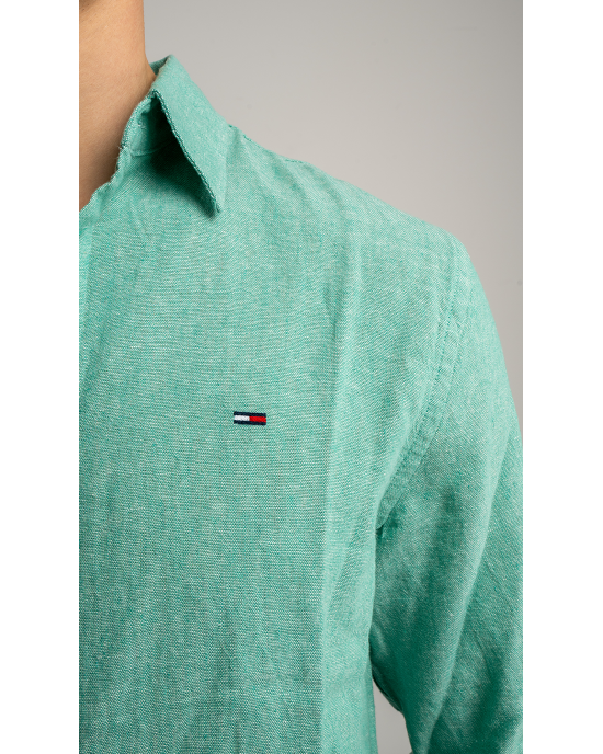 Πουκάμισο Tommy Jeans μέντα SLIM FIT
