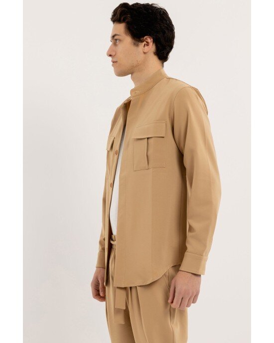 Πουκάμισο Vittorio Aviano μπεζ OVERSHIRT