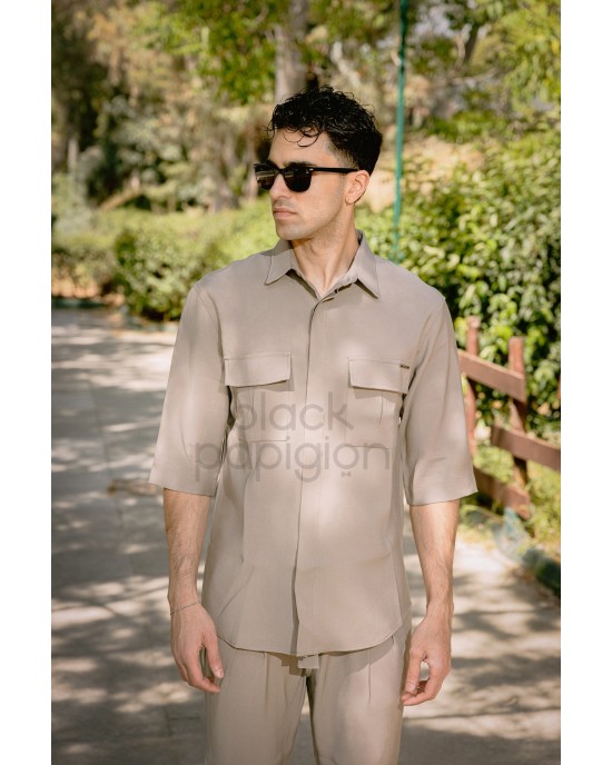 Πουκάμισο Vittorio Aviano μπεζ OVERSHIRT