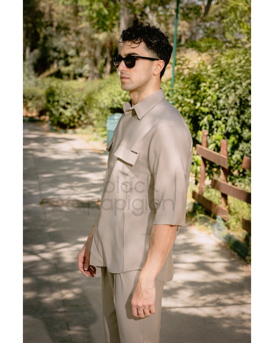 Πουκάμισο Vittorio Aviano μπεζ OVERSHIRT