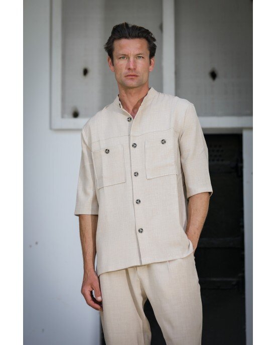 Πουκάμισο Overshirt Vittorio Bianco μπεζ OVERSHIRT