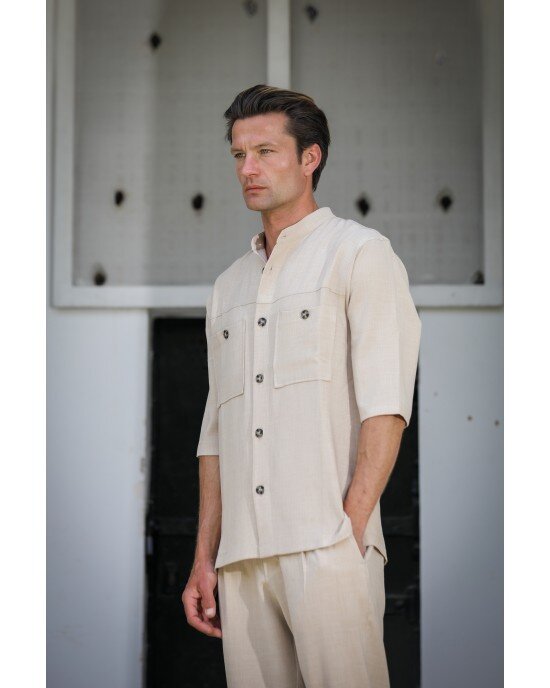 Πουκάμισο Overshirt Vittorio Bianco μπεζ OVERSHIRT