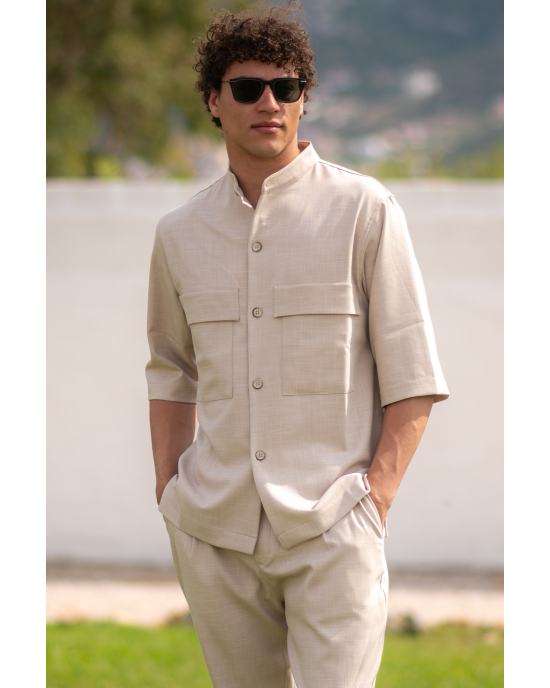 Πουκαμίσα Vittorio Bosa μπεζ OVERSHIRT