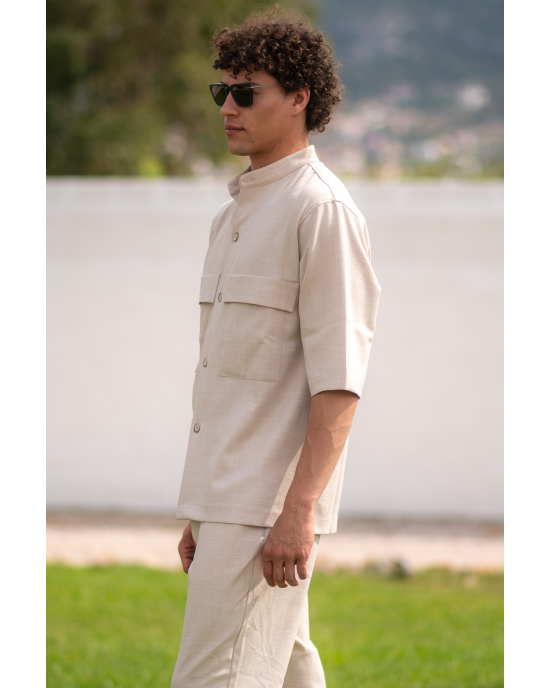 Πουκαμίσα Vittorio Bosa μπεζ OVERSHIRT