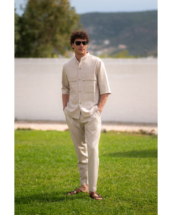 Πουκαμίσα Vittorio Bosa μπεζ OVERSHIRT