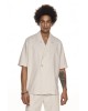Πουκαμίσα Diverse μπεζ με άσπρη ριγα OVERSHIRT
