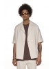 Πουκαμίσα Diverse μπεζ με άσπρη ριγα OVERSHIRT