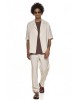 Πουκαμίσα Diverse μπεζ με άσπρη ριγα OVERSHIRT