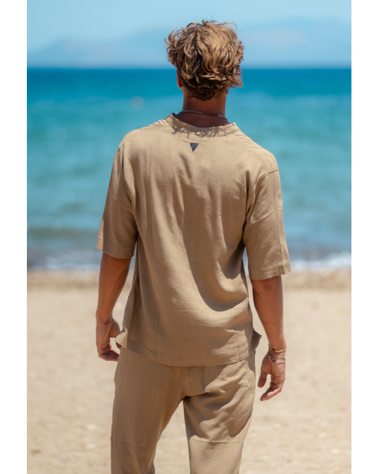 Πουκάμισα Vittorio Spiaggia μπεζ OVERSHIRT
