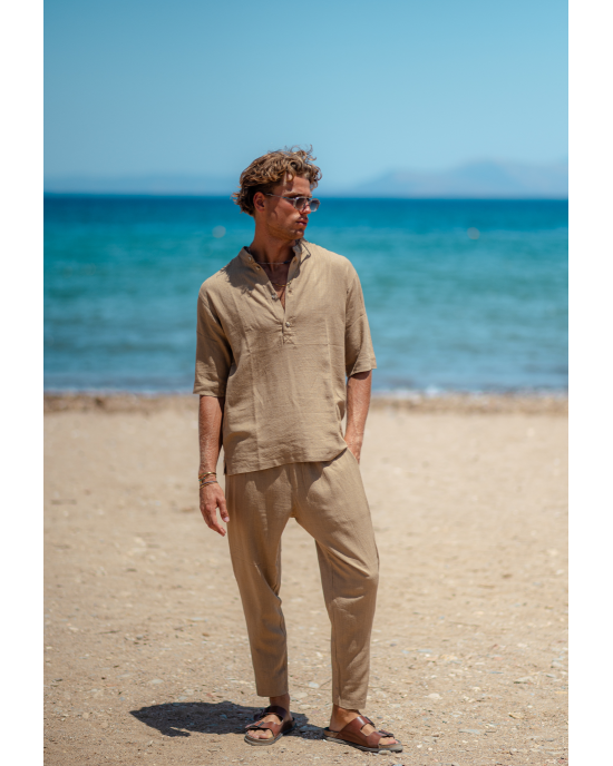 Πουκάμισα Vittorio Spiaggia μπεζ OVERSHIRT