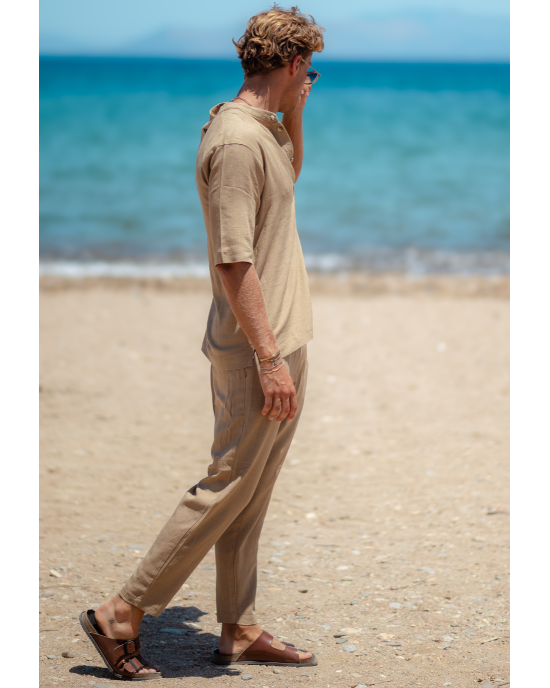 Πουκάμισα Vittorio Spiaggia μπεζ OVERSHIRT