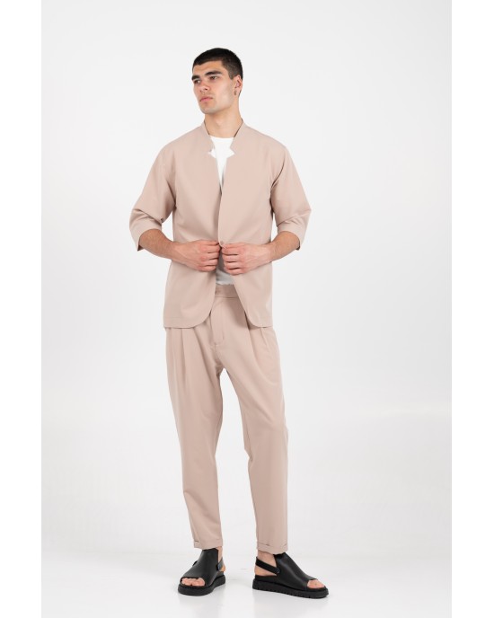 Πουκάμισο Vittorio Alberto μπεζ OVERSHIRT