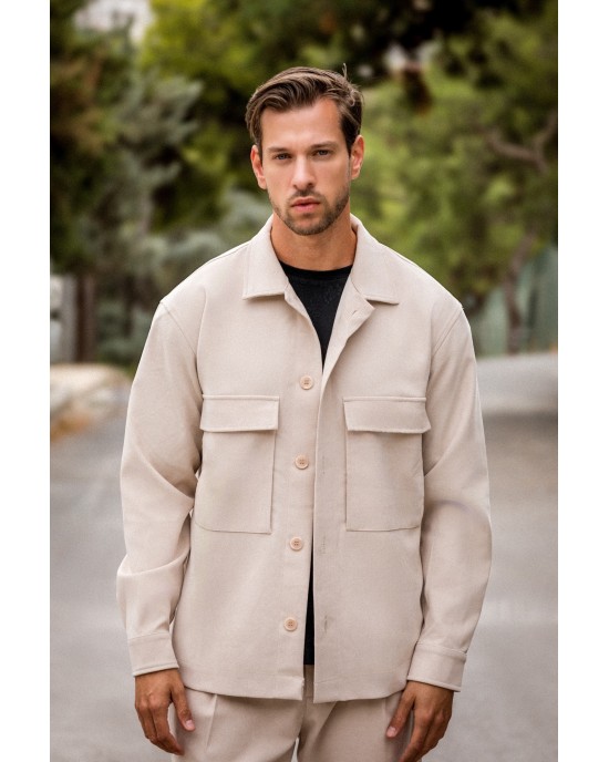 Overshirt Vittorio Arezzio μπεζ OVERSHIRT