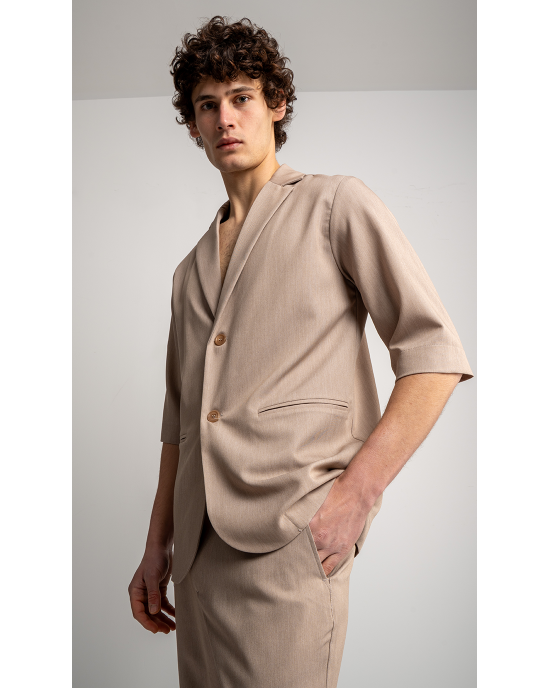 Πουκαμίσα Vittorio Angelo μπεζ OVERSHIRT