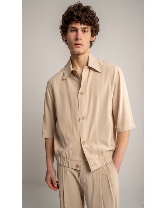 Πουκαμίσα Vittorio Crosseto μπεζ OVERSHIRT