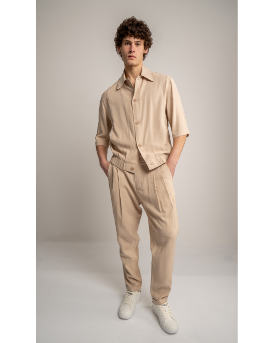 Πουκαμίσα Vittorio Crosseto μπεζ OVERSHIRT