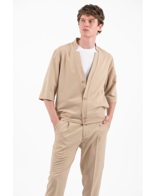 Πουκάμισο Vittorio Benito μπεζ OVERSHIRT