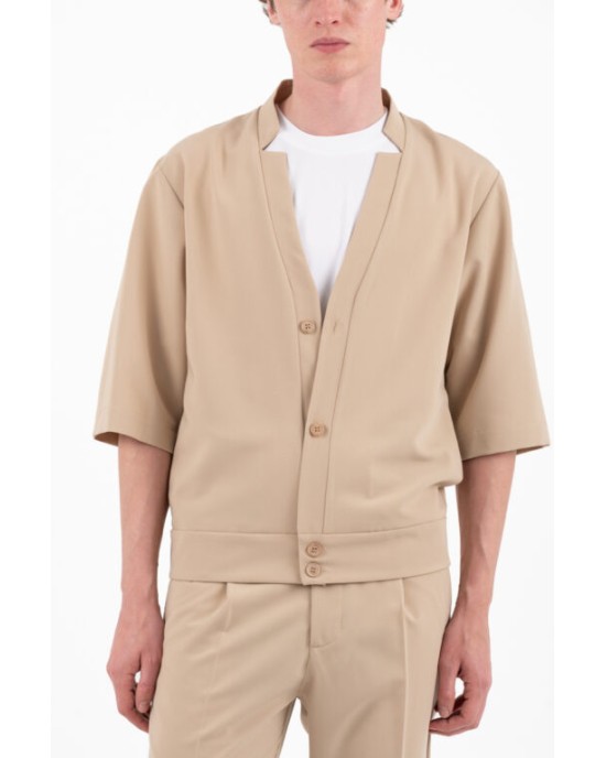 Πουκάμισο Vittorio Benito μπεζ OVERSHIRT