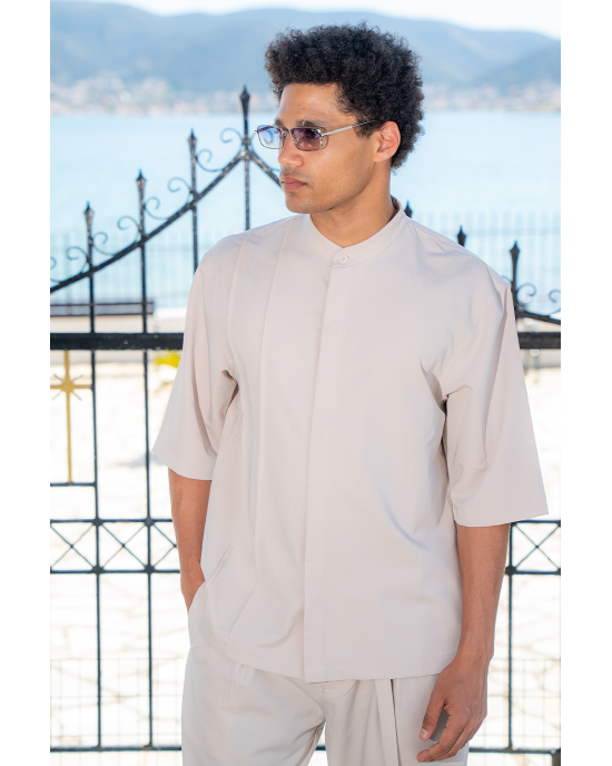 Πουκαμίσα Vittorio Boretto μπεζ OVERSHIRT