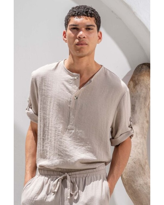 Πουκαμίσα Vittorio Toscani μπεζ OVERSHIRT
