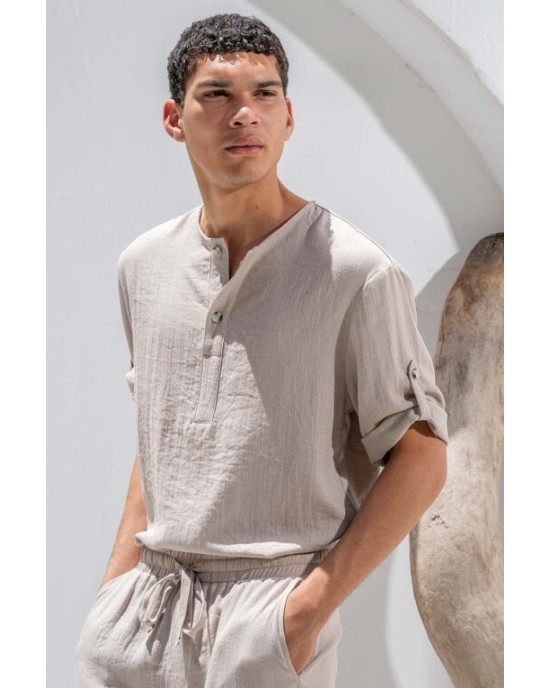 Πουκαμίσα Vittorio Toscani μπεζ OVERSHIRT