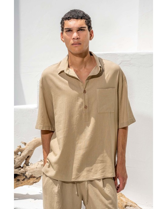 Πουκαμίσα Vittorio Bali μπεζ OVERSHIRT