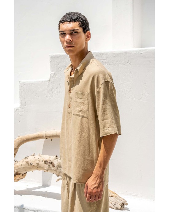 Πουκαμίσα Vittorio Bali μπεζ OVERSHIRT