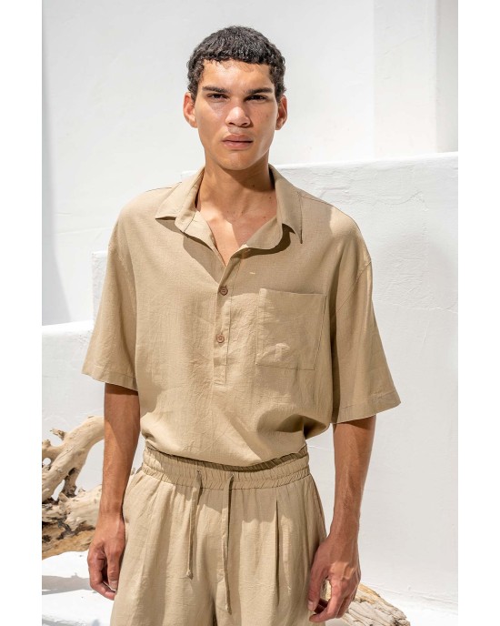 Πουκαμίσα Vittorio Bali μπεζ OVERSHIRT