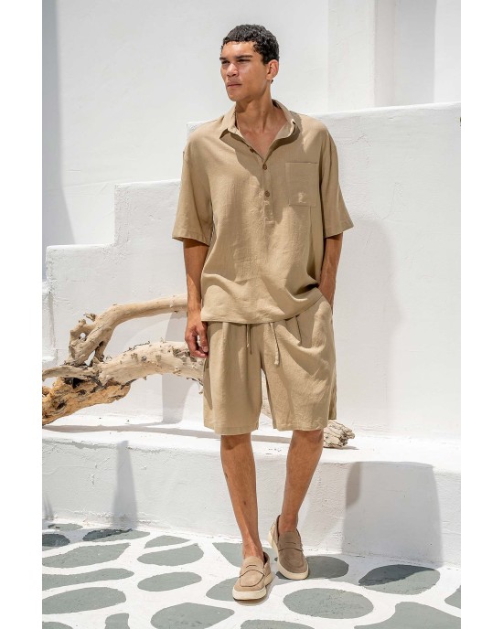Πουκαμίσα Vittorio Bali μπεζ OVERSHIRT
