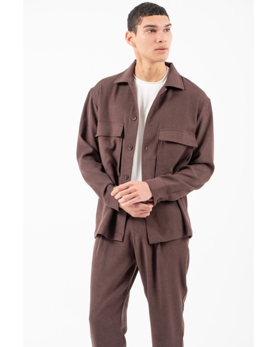 Overshirt Vittorio Arezzio καφέ OVERSHIRT