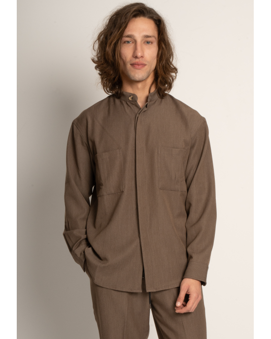Πουκάμισα Vittorio City καφέ OVERSHIRT