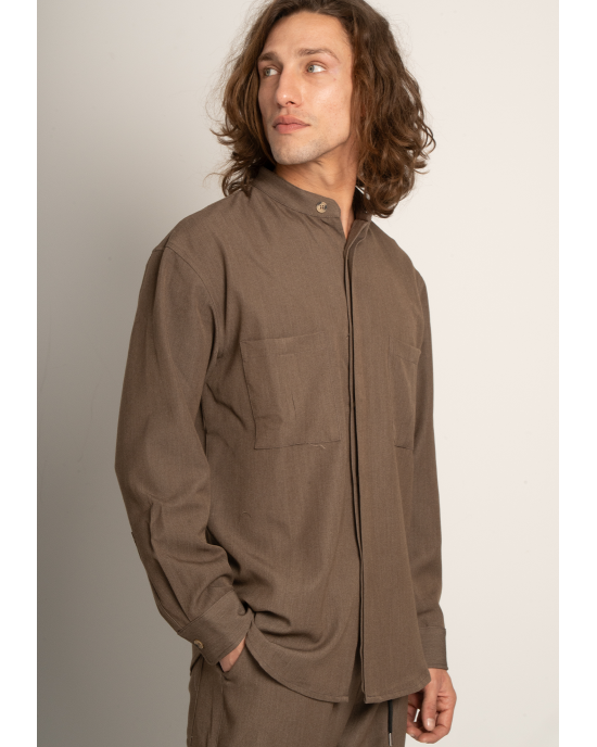 Πουκάμισα Vittorio City καφέ OVERSHIRT