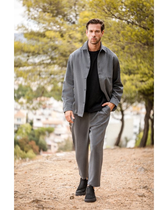Πουκαμίσα Vittorio Barezzi γκρι OVERSHIRT
