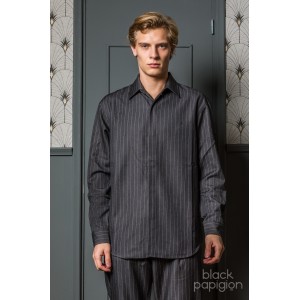 Overshirt Vittorio Ferano γκρι σκούρο με άσπρη ρίγα