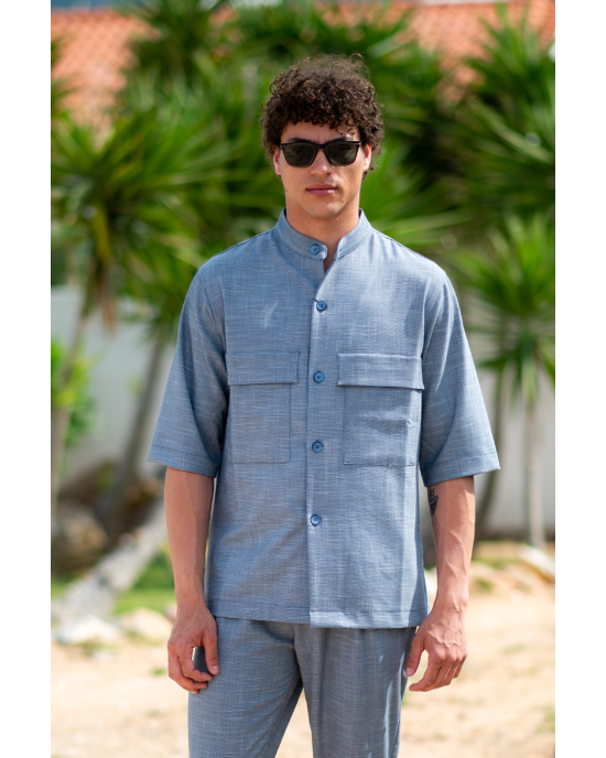 Πουκαμίσα Vittorio Bosa γαλάζια OVERSHIRT