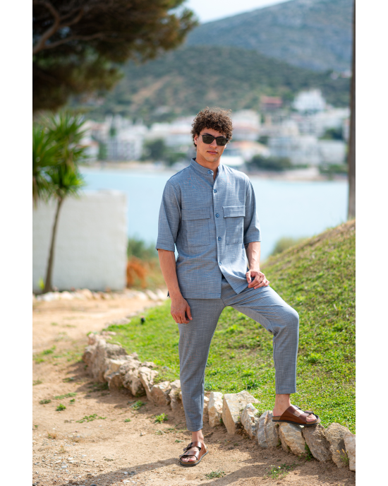 Πουκαμίσα Vittorio Bosa γαλάζια OVERSHIRT