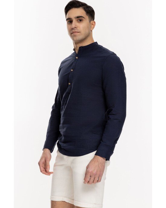 Πουκαμίσα Jack N Jones μπλε ΜΑΚΡΥΜΑΝΙΚΕΣ