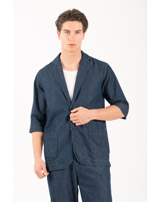 Πουκαμίσα Vittorio Vieste μπλε OVERSHIRT