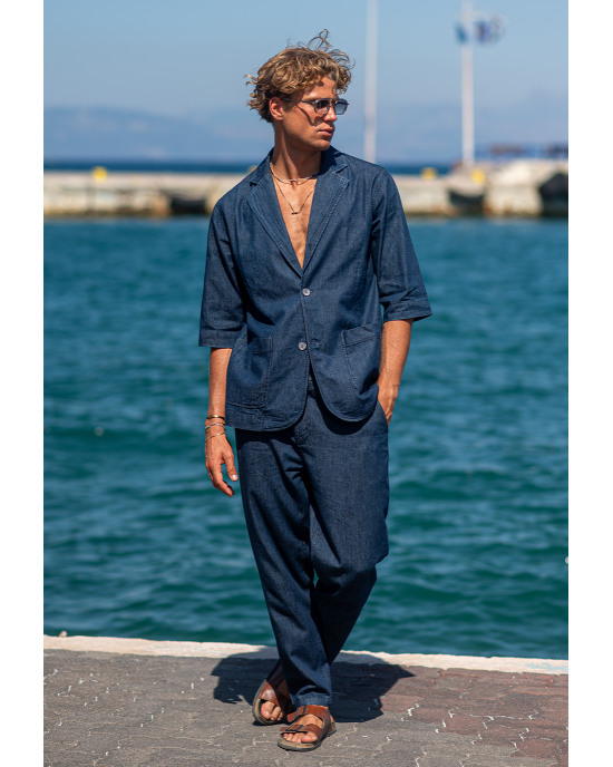 Πουκαμίσα Vittorio Vieste μπλε OVERSHIRT