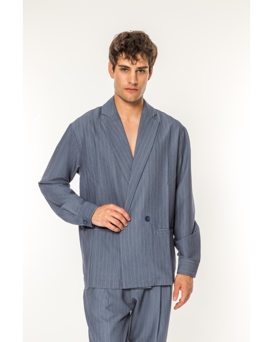 Πουκαμίσα Vittorio Genova μπλε OVERSHIRT