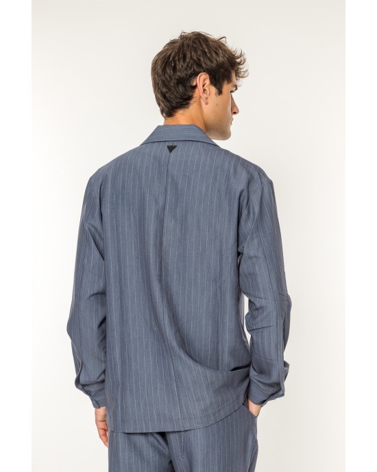 Πουκαμίσα Vittorio Genova μπλε OVERSHIRT