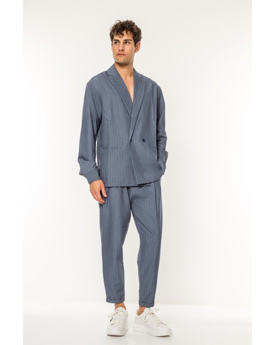 Πουκαμίσα Vittorio Genova μπλε OVERSHIRT