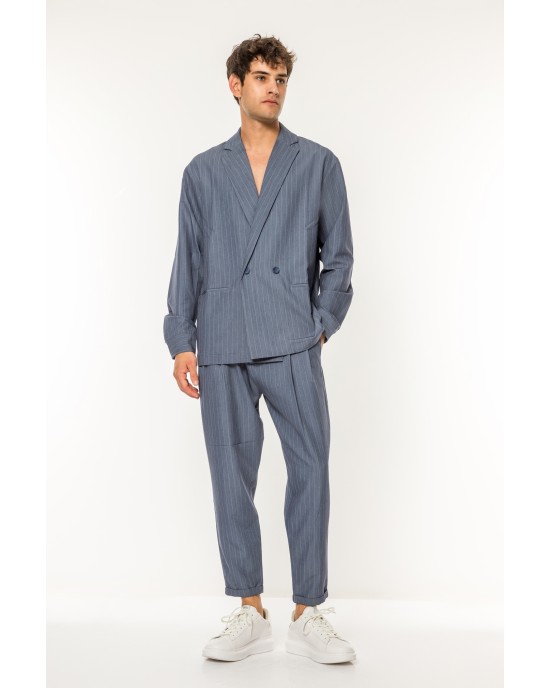 Πουκαμίσα Vittorio Genova μπλε OVERSHIRT