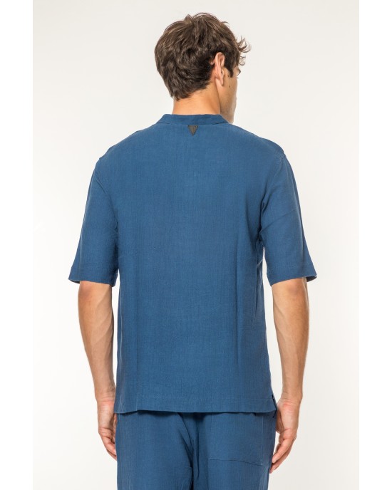 Πουκάμισα Vittorio Spiaggia μπλε OVERSHIRT