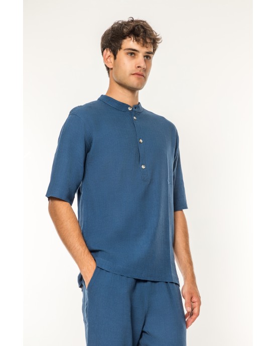 Πουκάμισα Vittorio Spiaggia μπλε OVERSHIRT