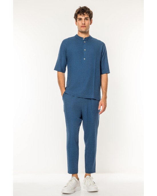 Πουκάμισα Vittorio Spiaggia μπλε OVERSHIRT
