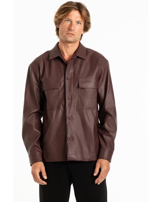 Πουκάμισο Vittorio Jimy μπορντό OVERSHIRT