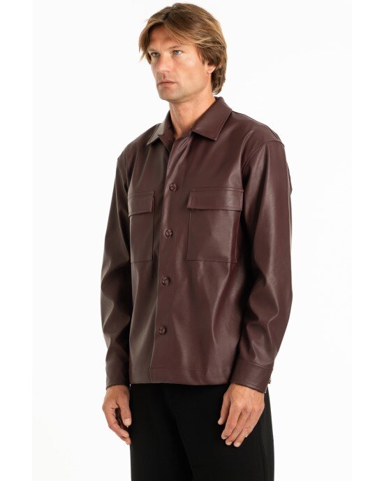 Πουκάμισο Vittorio Jimy μπορντό OVERSHIRT