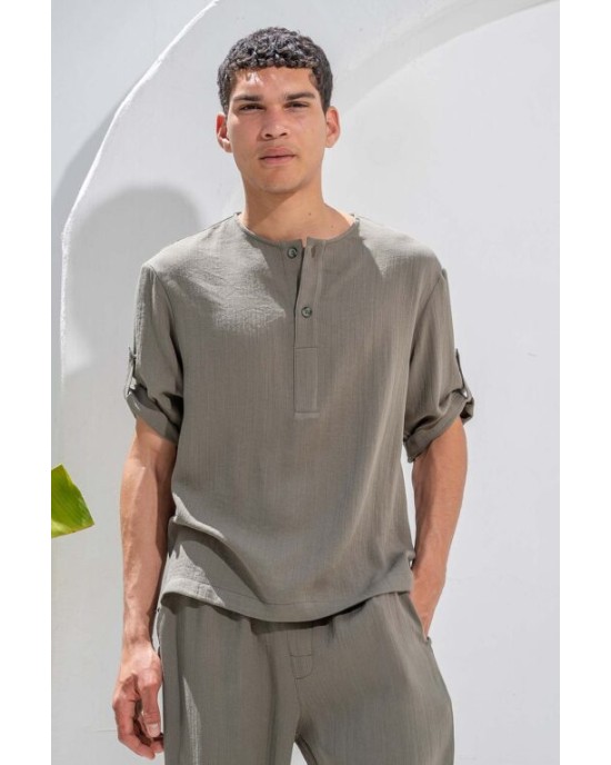 Πουκαμίσα Vittorio Toscani χακί OVERSHIRT